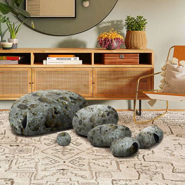 Dekokissen SPACE 7er Set Grau - Textil - 20 x 15 x 40 cm