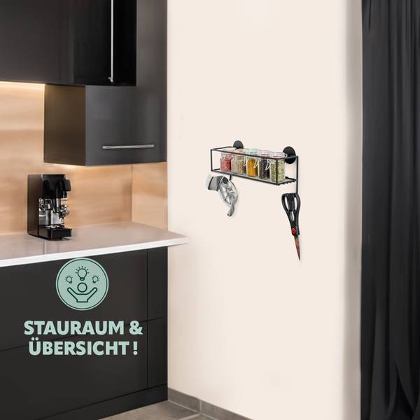 Gewürzwandablage 44044 Schwarz - Metall - 29 x 10 x 13 cm