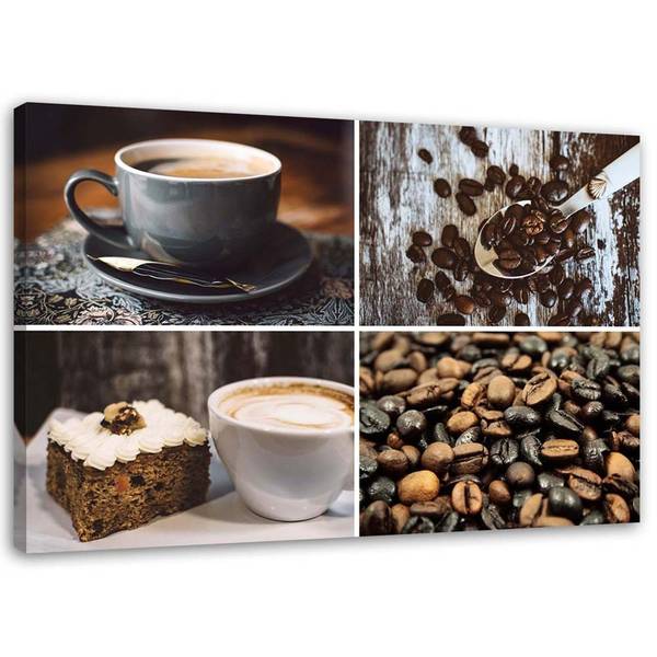Wandbild kaffeebohnen und kuchen 60 x 40 cm