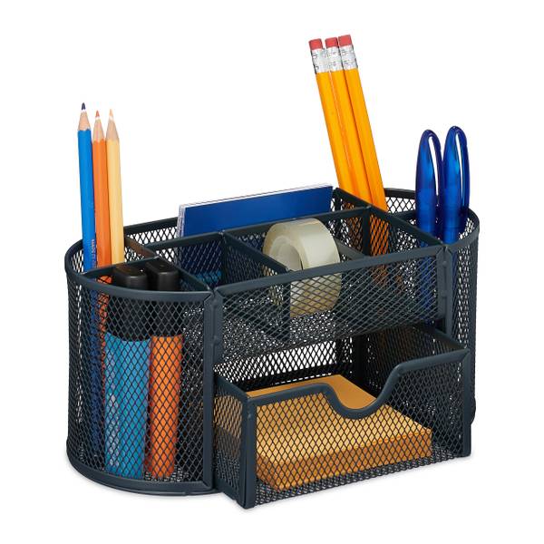Schreibtisch Organizer mit 9 Fächern Grau - Stahl - 22 x 11 x 11 cm
