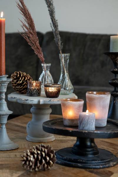 Kandelaar Aurora grijs - metaal - 12 x 26 x 12 cm