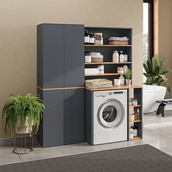 Mehrzweckschrank Viktor 62173 Braun - Grau - Holzwerkstoff - 68 x 189 x 41 cm