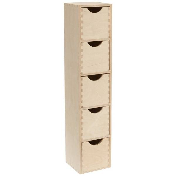 Schubladenelement, 5-er, Birke Braun - Holzwerkstoff - 13 x 60 x 12 cm