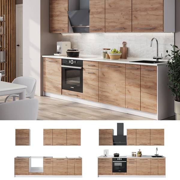 Küchenzeile Fame-Line 62946 Eiche Dekor - Reinweiß