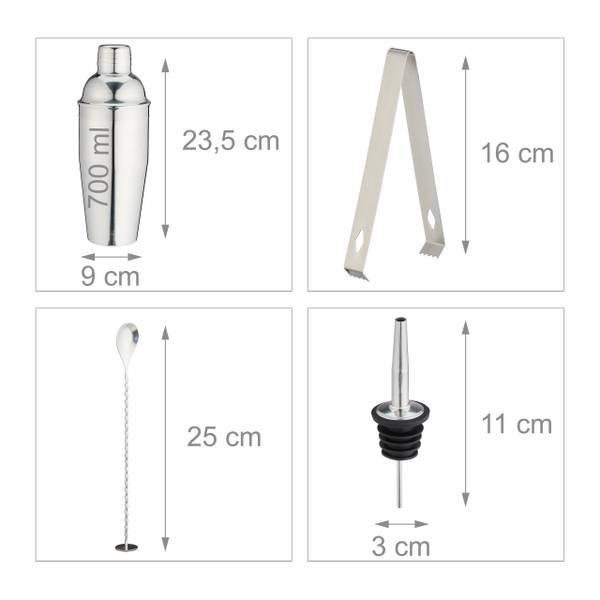 Kit de 16 pièces pour cocktails Marron - Argenté - Bambou - Métal - 32 x 26 x 11 cm