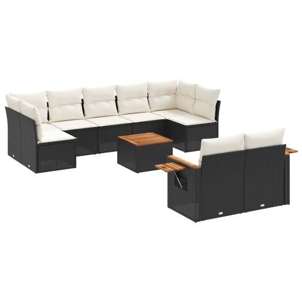 Salon de jardin 3034952-2 (lot de 10) Noir - Crème - Blanc