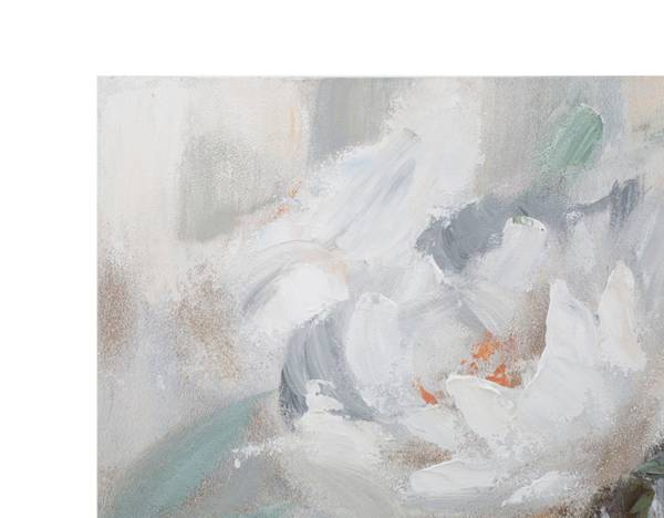 Tableau sur toile Fleur Crème Bois massif - 4 x 100 x 80 cm