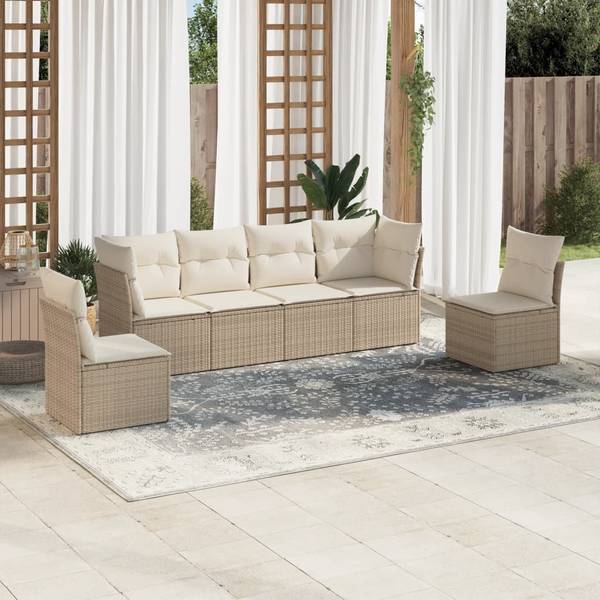 Garten-Lounge-Set 3034223-2 (6-teilig) Beige - Creme - Weiß