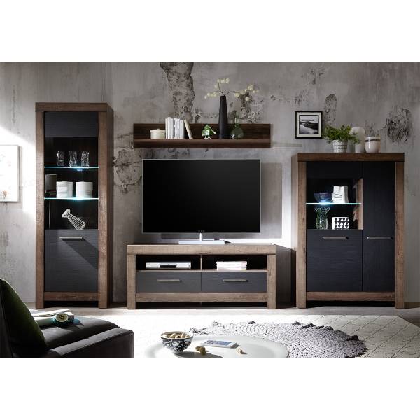 Vitrinekast Adam bruin - plaatmateriaal op houtbasis - 68 x 196 x 39 cm