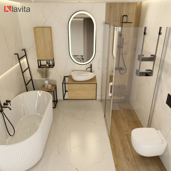 Wandspiegel LAVITA Leto Weiß - Glas - 50 x 90 x 1 cm