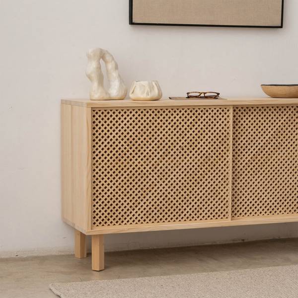 Sideboard Granadella 2 Türen Unlackiert Braun - Kiefer - 120 x 65 x 35 cm