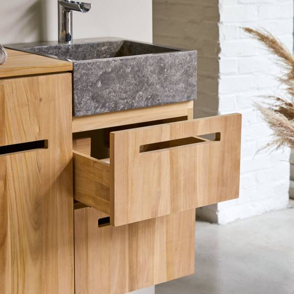 Badezimmermöbel Line Beige - Teakholz - 83 x 66 x 41 cm