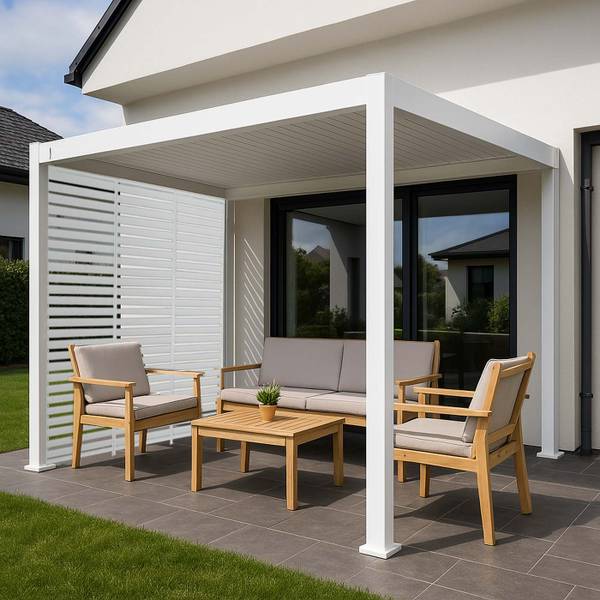 Lamellenwand voor pergola N94 wit - aluminium - 94 x 213 x 15 cm
