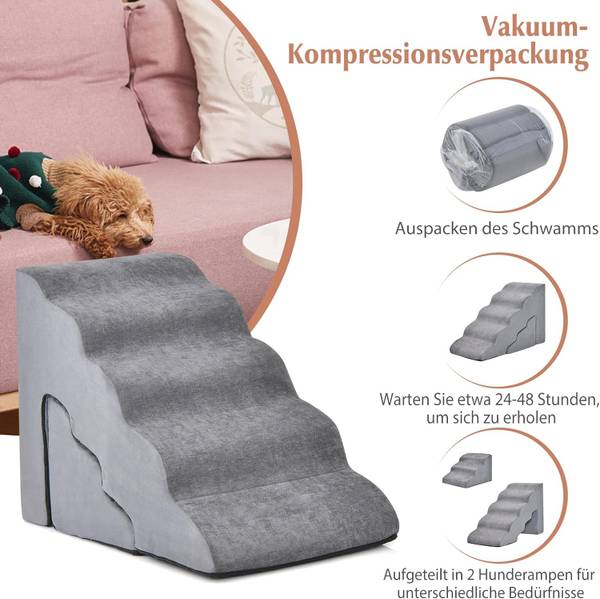 Hundetreppe BI32294 Grau - Textil - 40 x 56 x 83 cm