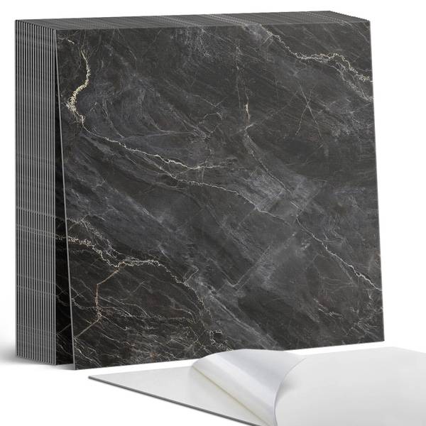 Vinylfliese MarmorEdel 20er-Set Schwarz - Vinyl - 20 x 20 x 1 cm