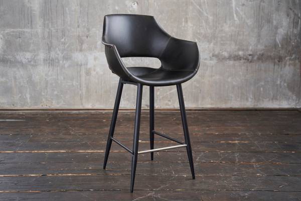 Barhocker ZAJA Barstuhl Kunstleder 76cm Schwarz - Kunstleder - 60 x 114 x 60 cm