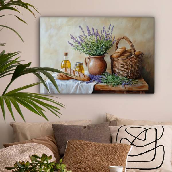 LEINWANDBILD Lavendel Violett - Baumwollstoff - 90 x 60 x 2 cm