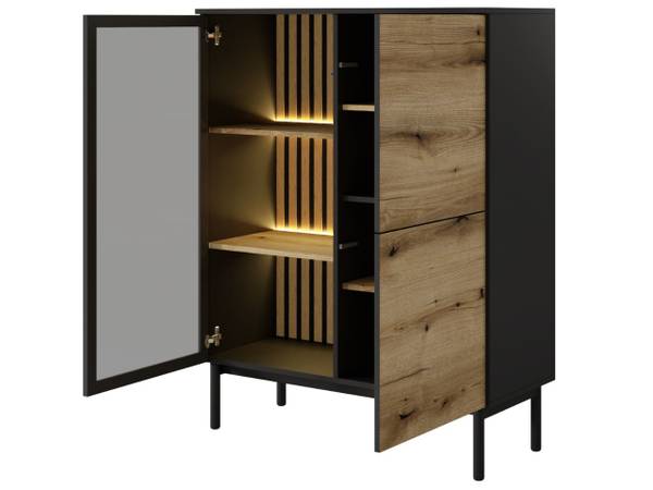 Vitrinenschrank LOARA Schwarz - Braun - ABS - 100 x 126 x 40 cm