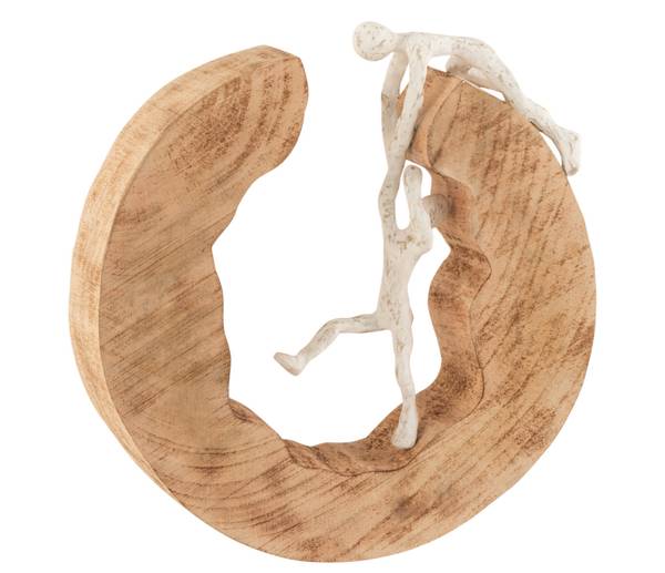 Teamgeist Handgefertigte Kletternde Braun - Weiß - Massivholz - 28 x 30 x 6 cm