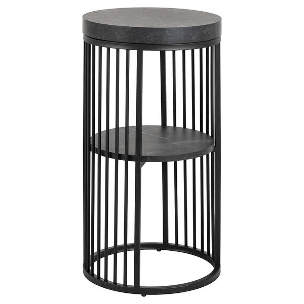Table de chevet Strington Noir - En partie en bois massif - 35 x 65 x 35 cm