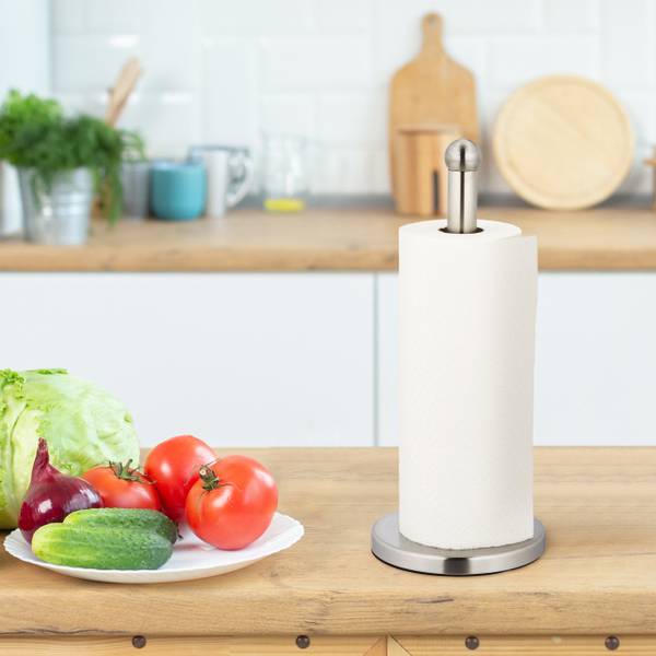Keukenrolhouder rvs staand zilver - metaal - 15 x 35 x 15 cm
