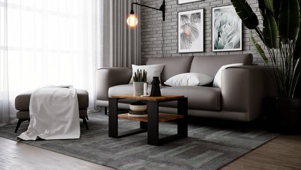 Couchtisch KAJA 63 Schwarz - Eiche Dunkel