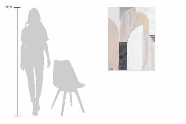 Acrylbild Handgemalt Geometrisch Het Beige - Weiß - Baumwollstoff - 75 x 100 x 4 cm