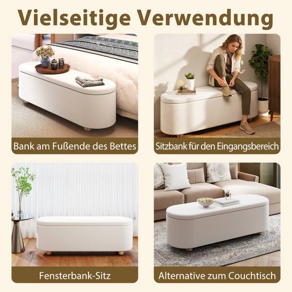 Sitzbank VH34141 Weiß - Holzwerkstoff - 41 x 49 x 139 cm