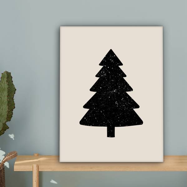 LEINWANDBILD Weihnachtsbaum Schwarz - Baumwollstoff - 30 x 40 x 2 cm
