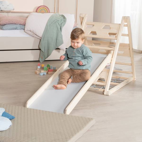 Rutschbrett Montessori Beige - Massivholz - 42 x 10 x 125 cm
