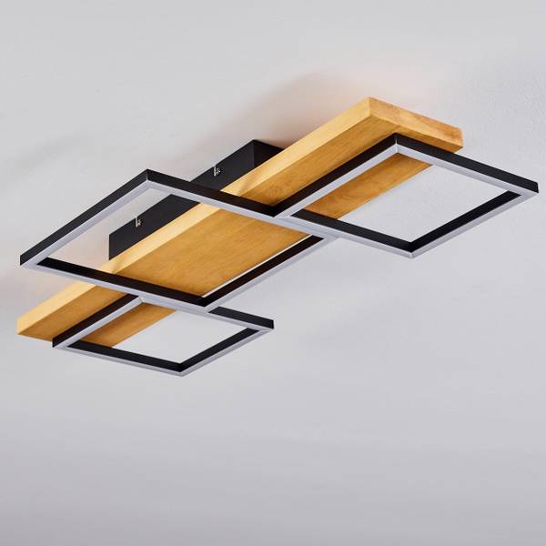 Deckenleuchte Palermo Beige - Schwarz - Holz - Weiß - 35 x 8 x 65 cm - Holzwerkstoff - Metall - Kunststoff