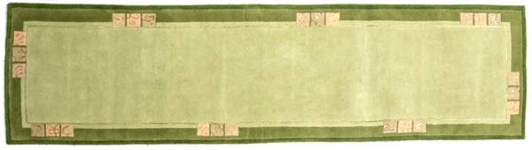 Wollteppich Mumbai Grün - Wolle - 70 x 2 x 140 cm