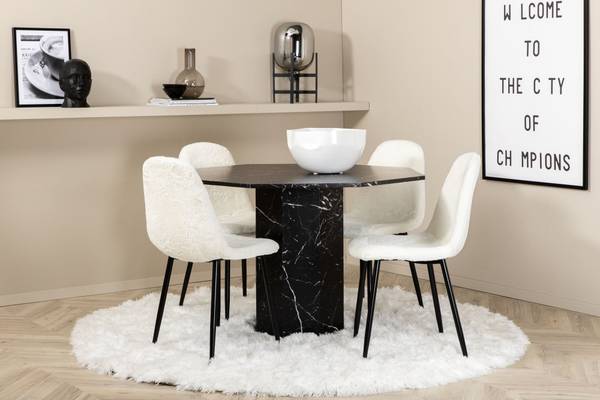 Essgruppe Marbs + Polar (5-teilig) Schwarz - Microfaser - 110 x 75 x 110 cm
