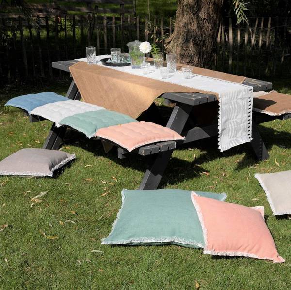 BURTO - Stuhlkissen Baumwolle mit stone- Weiß