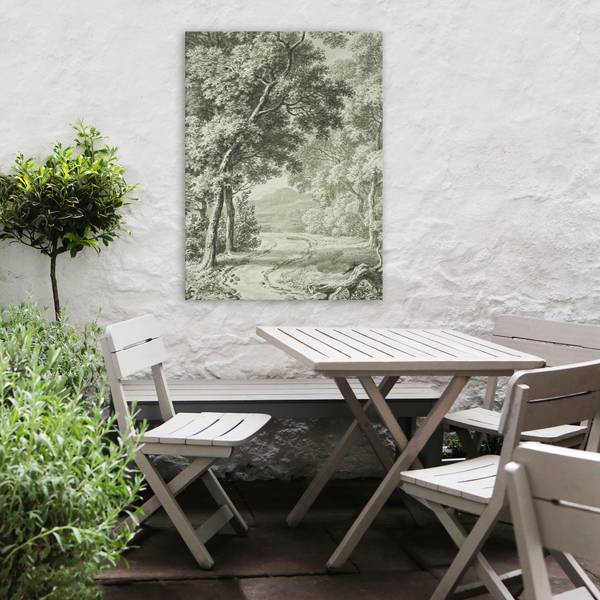 Leinwandbild Waldweg Grün - Baumwollstoff - 50 x 70 x 2 cm