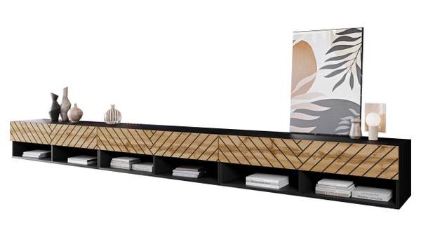 TV-Lowboard A300 MDF mit RGB Beleuchtung Braun - Grau - Holzwerkstoff - 300 x 30 x 33 cm