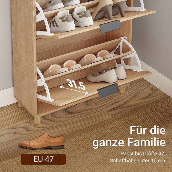 Schuhschrank FSR212-N Braun - Holzwerkstoff - Massivholz - 24 x 95 x 60 cm
