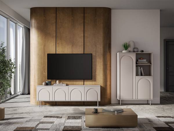TV-Lowboard Orvella Grau - Holzwerkstoff - 160 x 53 x 34 cm