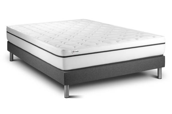 Bettgestell und Matratze VITAL SPA -  1 Grau - Massivholz - 135 x 53 x 200 cm