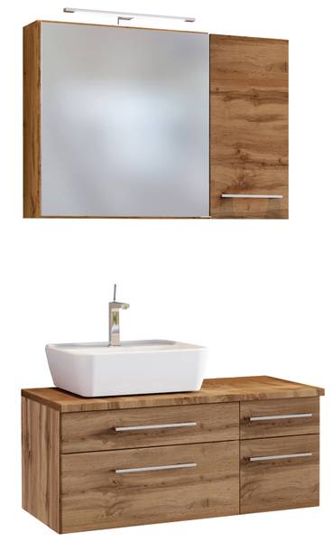 Waschtisch-Set Davos 90cm Braun - Holzwerkstoff - 90 x 180 x 47 cm