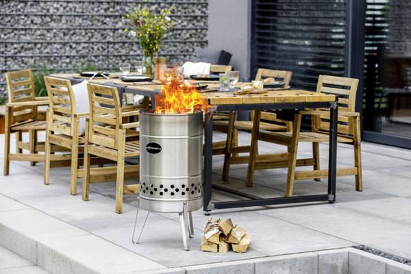 Feuertonne PYRON Silber - Metall - 45 x 74 x 45 cm