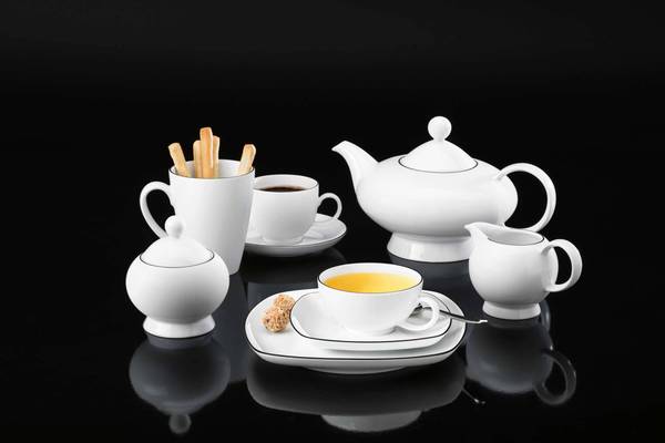 Teekannen-Set Lido Black Line 3-teilig Weiß - Porzellan - 2 x 2 x 2 cm