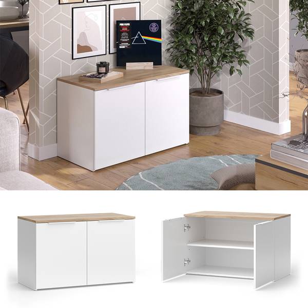 Kommode Wido 51708 Reinweiß - Eiche Sonoma Dekor - Weiß