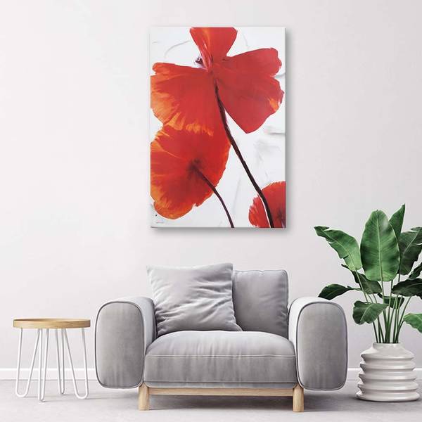 Tableau déco coquelicots sur fond clair 40 x 60 cm
