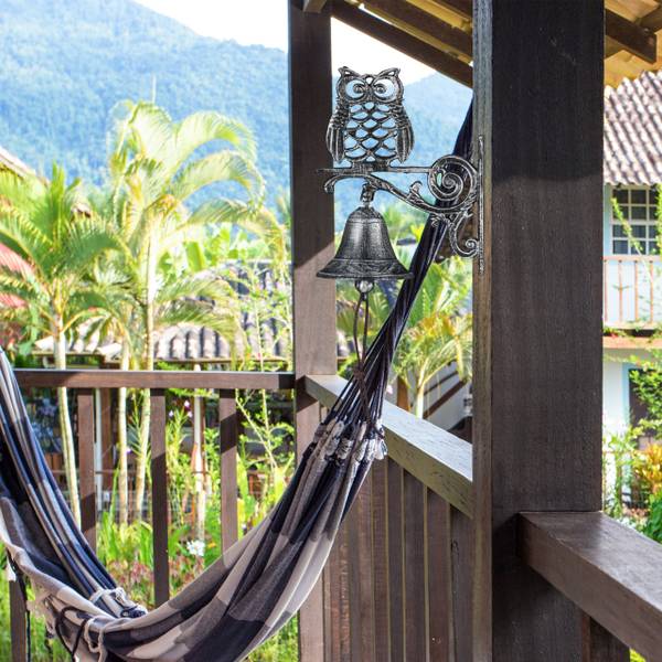 Türglocke Gusseisen mit Eule Braun - Silber