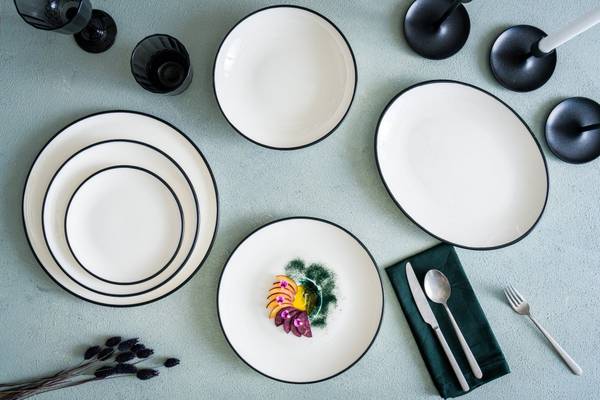 Assiette à dîner Linea Black 2 él. Porcelaine - 30 x 1 x 30 cm