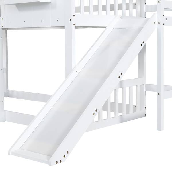 Etagenbett David I Weiß - Holzwerkstoff - Massivholz - 158 x 218 x 247 cm