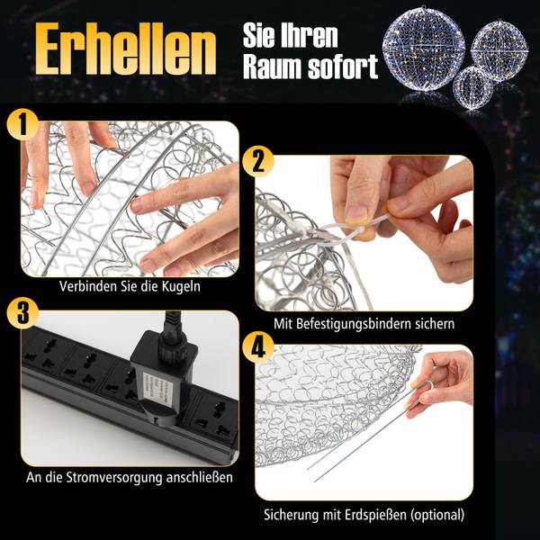 Weihnachtskugeln OY47336PQDE(3er Set) Weiß - Metall - 45 x 45 x 45 cm