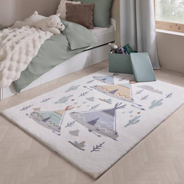 Kinderteppich ZELT Weiß - Holzwerkstoff - 120 x 1 x 170 cm