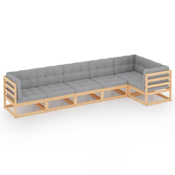 Garten-Lounge-Set 3009931-2 (6-teilig) Braun - Polyester - Kiefer - 70 x 67 x 70 cm